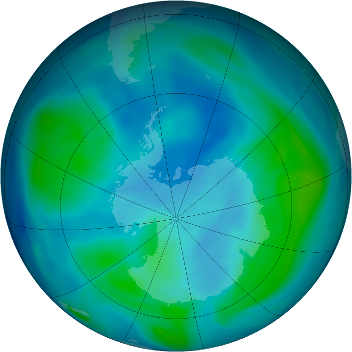 Antarctic ozone map for 08 February 2006